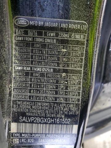 Photo 14 from auction – 2016 LAND ROVER RANGE ROVE with VIN SALVP2BGXGH161502