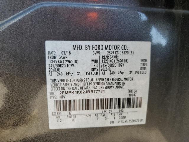 Photo 14 from auction – 2018 FORD EDGE TITAN with VIN 2FMPK4K82JBB77731