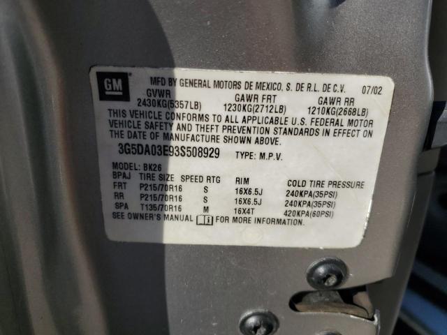 Photo 14 from auction – 2003 BUICK RENDEZVOUS with VIN 3G5DA03E93S508929