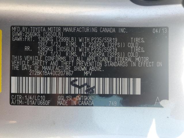 Photo 14 from auction – 2013 LEXUS RX 350 BAS with VIN 2T2BK1BA4DC207867