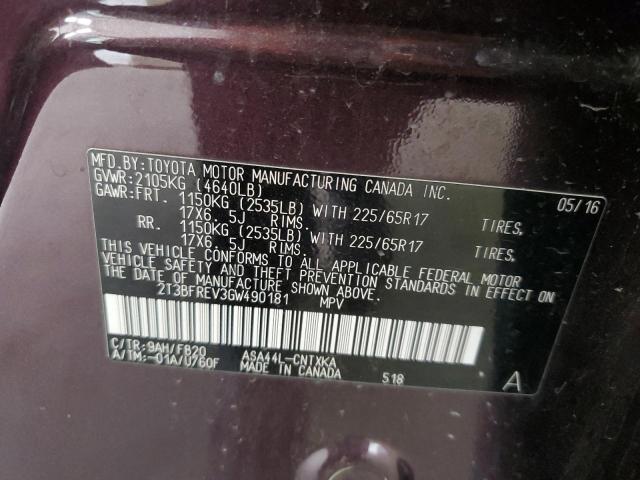 Снимка 14 от търг – 2016 TOYOTA RAV4 LE с VIN 2T3BFREV3GW490181