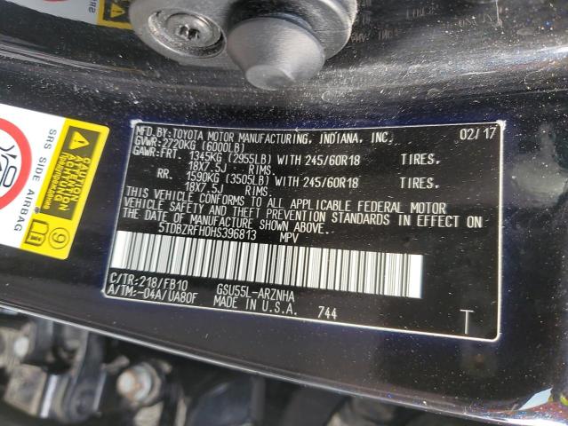 Фото 14 с аукциона – 2017 TOYOTA HIGHLANDER с VIN 5TDBZRFH0HS396813