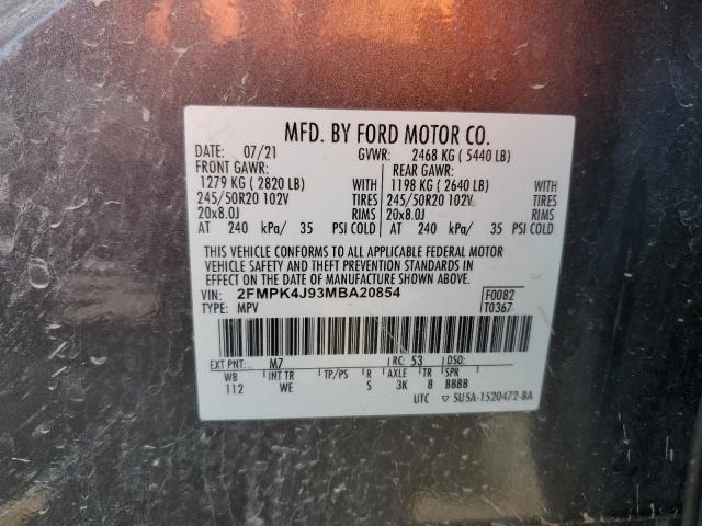 Photo 14 from auction – 2021 FORD EDGE SEL with VIN 2FMPK4J93MBA20854