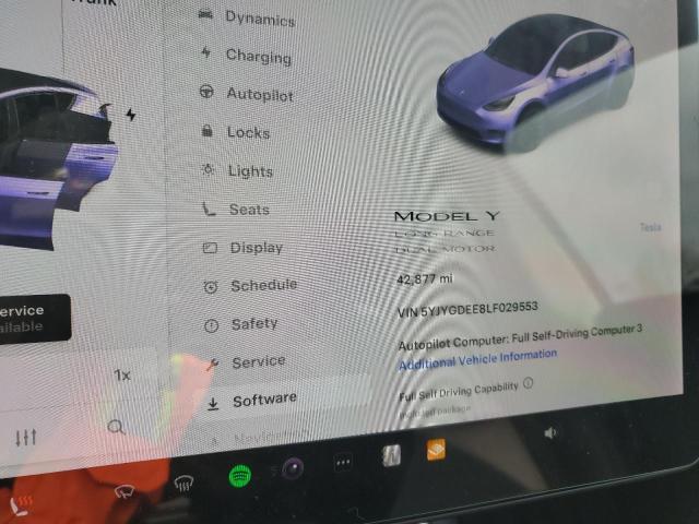 Photo 9 from auction – 2020 TESLA MODEL Y with VIN 5YJYGDEE8LF029553