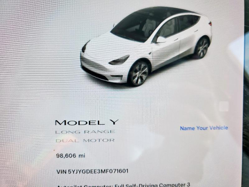 Photo 9 from auction – 2021 TESLA MODEL Y with VIN 5YJYGDEE3MF071601