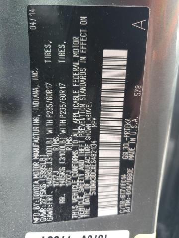 Photo 14 from auction – 2014 TOYOTA SIENNA LE with VIN 5TDKK3DCXES482134