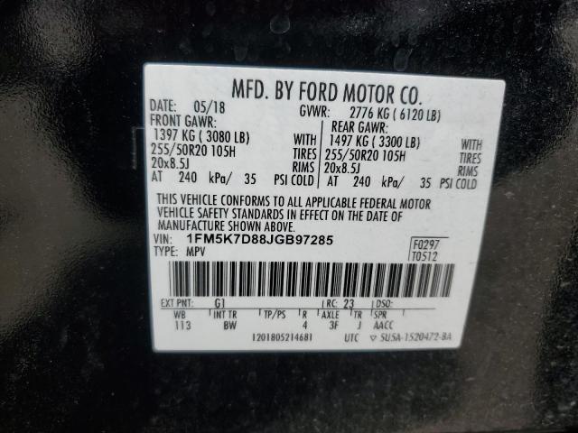 Photo 14 from auction – 2018 FORD EXPLORER X with VIN 1FM5K7D88JGB97285