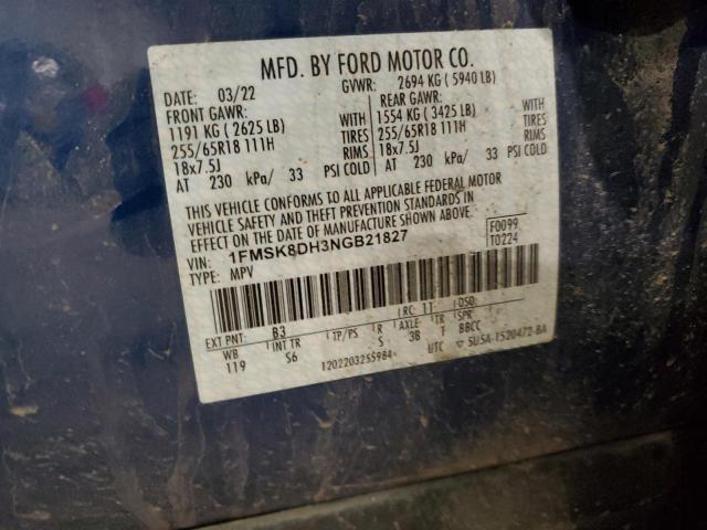 Photo 14 from auction – 2022 FORD EXPLORER X with VIN 1FMSK8DH3NGB21827