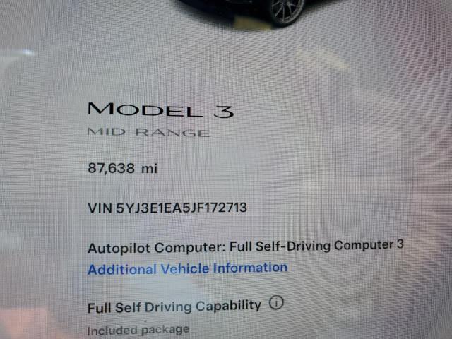 Photo 9 from auction – 2018 TESLA MODEL 3 with VIN 5YJ3E1EA5JF172713