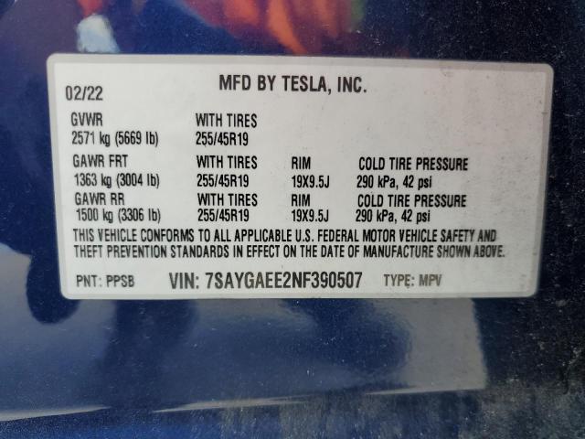 Photo 14 from auction – 2022 TESLA MODEL Y with VIN 7SAYGAEE2NF390507
