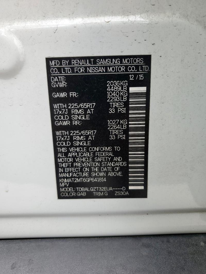 Photo 14 from auction – 2016 NISSAN ROGUE S with VIN KNMAT2MT6GP641814