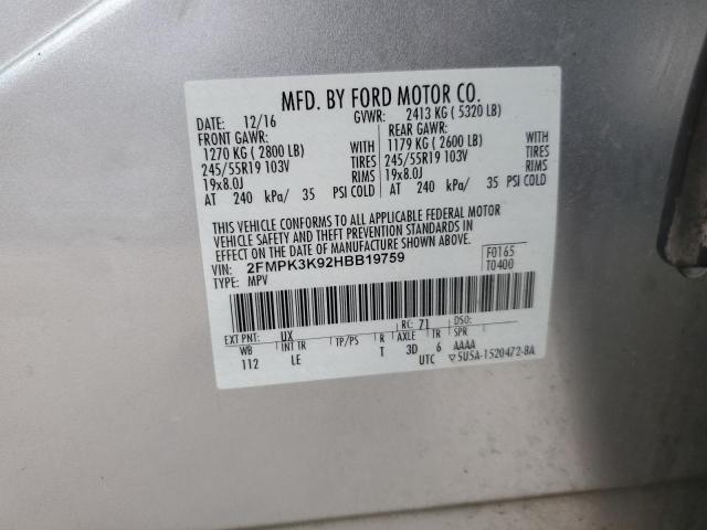 Photo 14 from auction – 2017 FORD EDGE TITAN with VIN 2FMPK3K92HBB19759