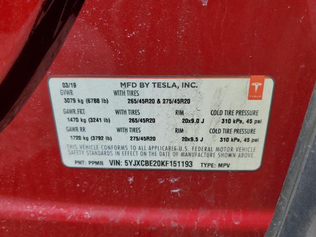 Photo 14 from auction – 2019 TESLA MODEL X with VIN 5YJXCBE20KF151193