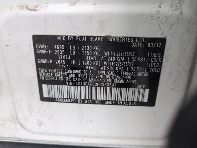 Photo 14 from auction – 2017 SUBARU OUTBACK 2. with VIN 4S4BSAHC3H3363647