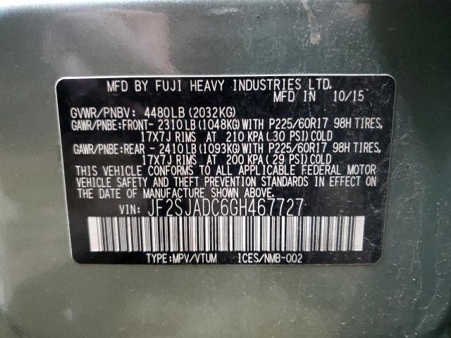 Photo 14 from auction – 2016 SUBARU FORESTER 2 with VIN JF2SJADC6GH467727