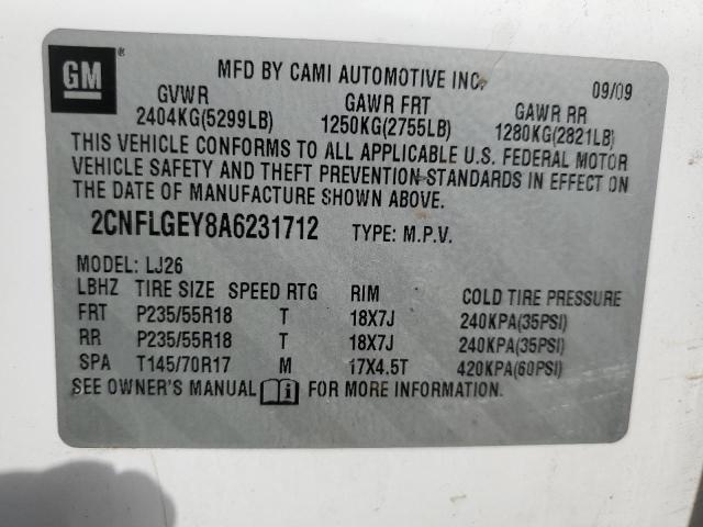Photo 14 from auction – 2010 CHEVROLET EQUINOX LT with VIN 2CNFLGEY8A6231712