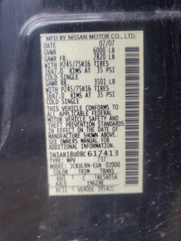 Photo 14 from auction – 2008 NISSAN PATHFINDER with VIN 5N1AR18U08C617413