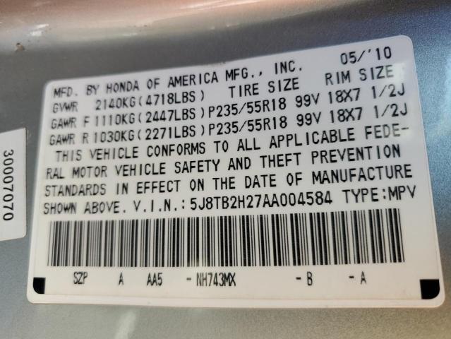 Photo 14 from auction – 2010 ACURA RDX with VIN 5J8TB2H27AA004584