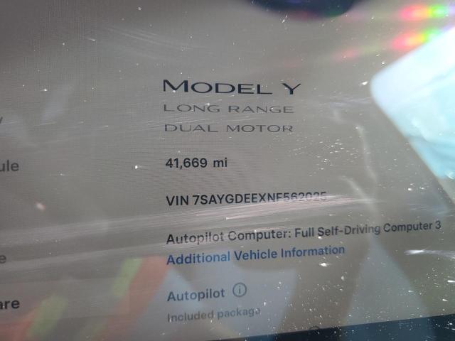 Снимка 9 от търг – 2022 TESLA MODEL Y с VIN 7SAYGDEEXNF562025