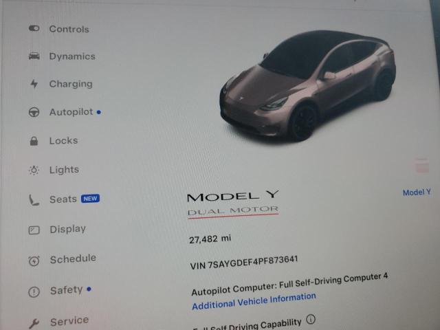 Photo 9 from auction – 2023 TESLA MODEL Y with VIN 7SAYGDEF4PF873641