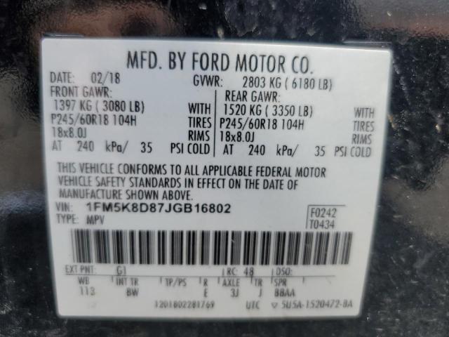 Photo 14 from auction – 2018 FORD EXPLORER X with VIN 1FM5K8D87JGB16802