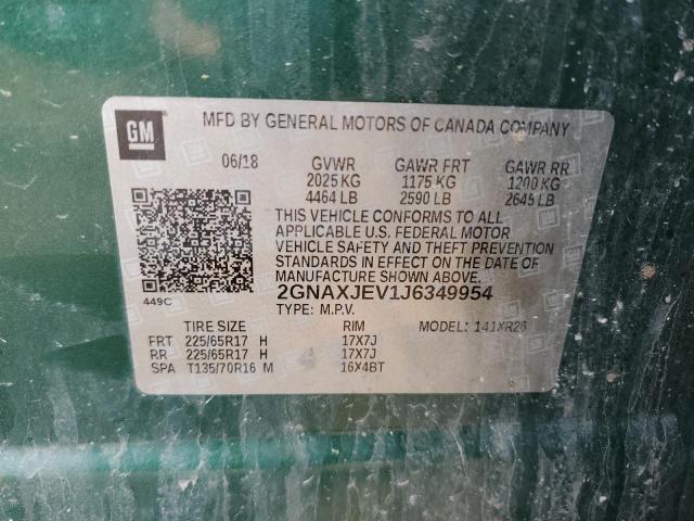 Photo 14 from auction – 2018 CHEVROLET EQUINOX LT with VIN 2GNAXJEV1J6349954