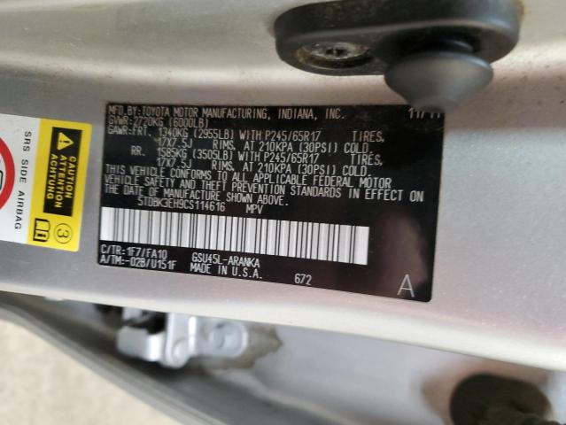 Photo 14 from auction – 2012 TOYOTA HIGHLANDER with VIN 5TDBK3EH9CS114616