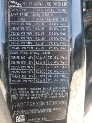 Снимка 14 от търг – 2019 JAGUAR E-PACE SE с VIN SADFP2FX3K1Z36380