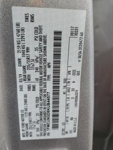 Photo 14 from auction – 2019 FORD ESCAPE SE with VIN 1FMCU9GD8KUB44577