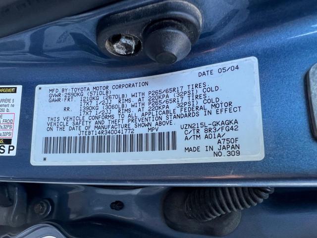 Photo 10 from auction – 2004 TOYOTA 4RUNNER SR with VIN JTEBT14R340041772