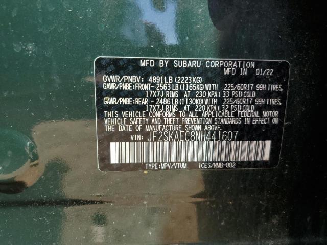 Photo 14 from auction – 2022 SUBARU FORESTER P with VIN JF2SKAEC8NH441607