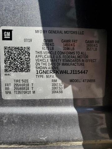 Photo 14 from auction – 2020 CHEVROLET TRAVERSE L with VIN 1GNERFKW4LJ115447