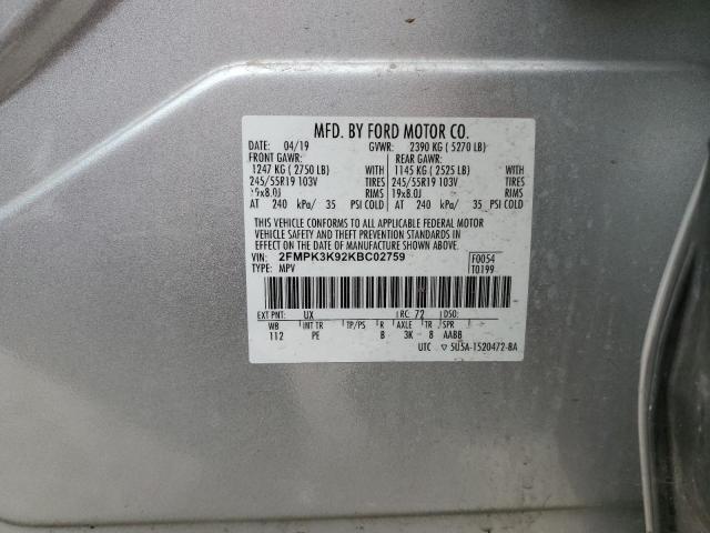 Photo 14 from auction – 2019 FORD EDGE TITAN with VIN 2FMPK3K92KBC02759