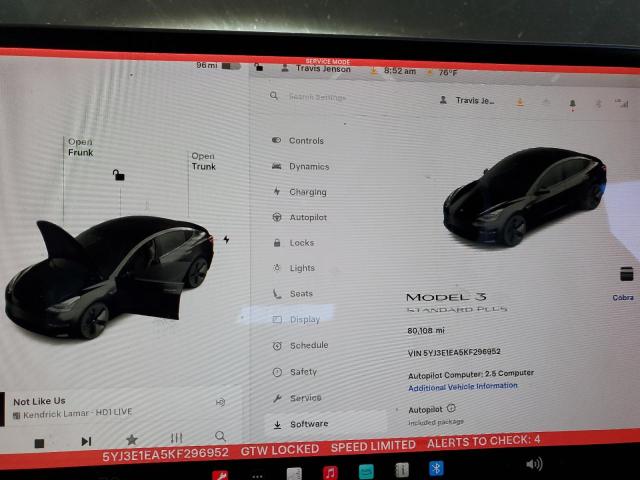 Photo 9 from auction – 2019 TESLA MODEL 3 with VIN 5YJ3E1EA5KF296952