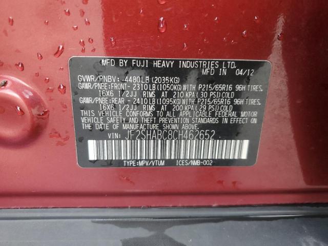Photo 14 from auction – 2012 SUBARU FORESTER 2 with VIN JF2SHABC8CH462652