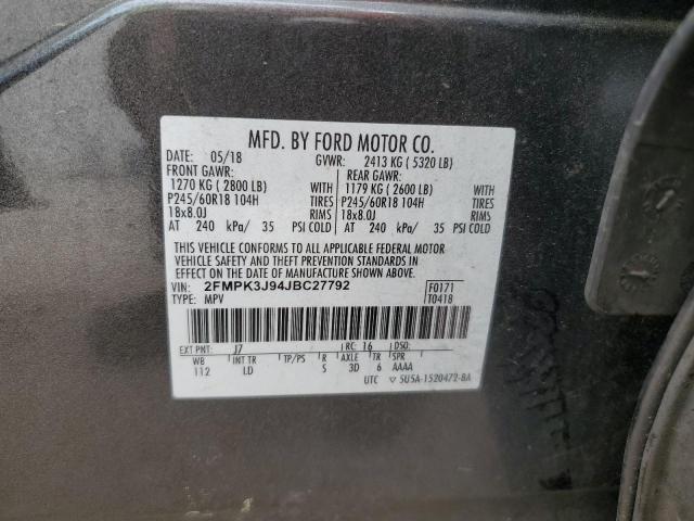 Photo 14 from auction – 2018 FORD EDGE SEL with VIN 2FMPK3J94JBC27792