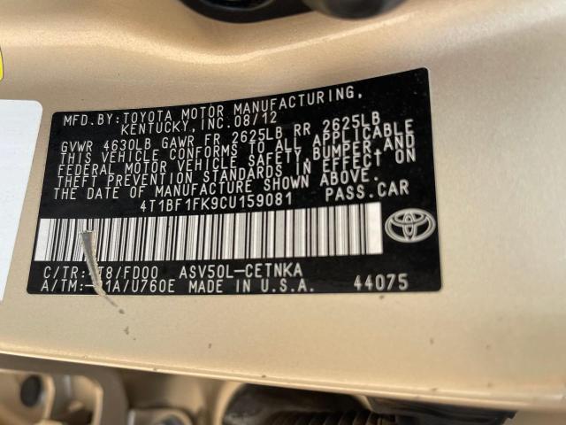 Zdjęcie 10 z aukcji – 2012 TOYOTA CAMRY BASE z VIN 4T1BF1FK9CU159081