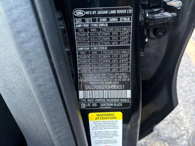 Photo 10 from auction – 2016 LAND ROVER DISCOVERY with VIN SALCR2BG1GH569551