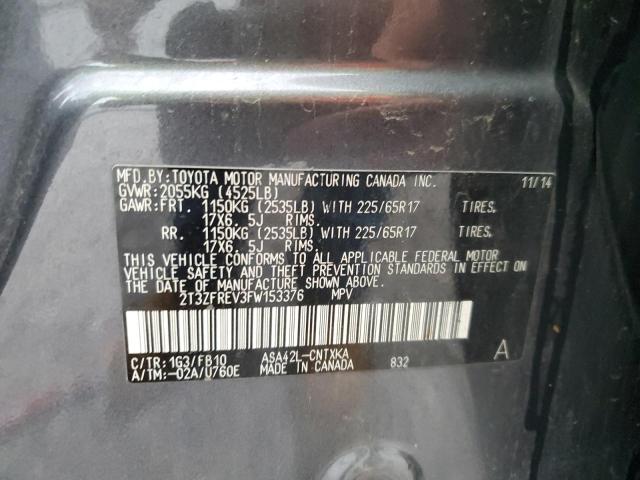 Photo 14 from auction – 2015 TOYOTA RAV4 LE with VIN 2T3ZFREV3FW153376