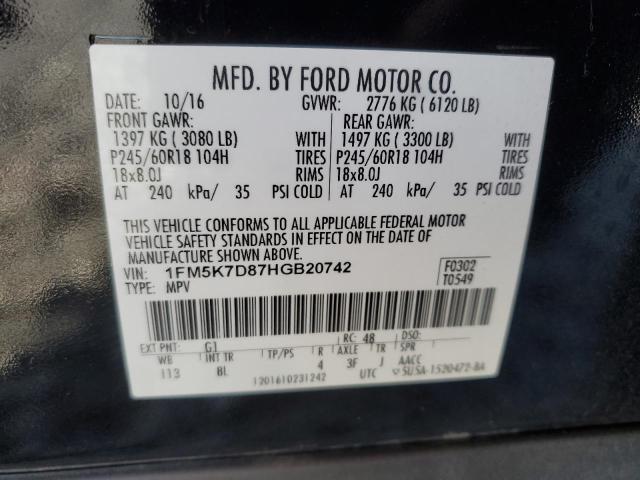 Photo 14 from auction – 2017 FORD EXPLORER X with VIN 1FM5K7D87HGB20742