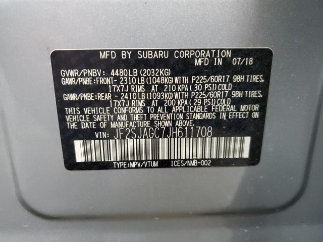 Zdjęcie 14 z aukcji – 2018 SUBARU FORESTER 2 z VIN JF2SJAGC7JH611708