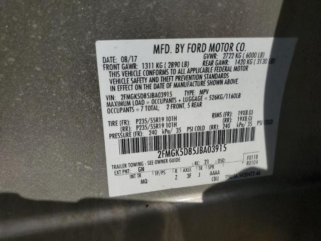 Photo 14 from auction – 2018 FORD FLEX with VIN 2FMGK5D85JBA03915