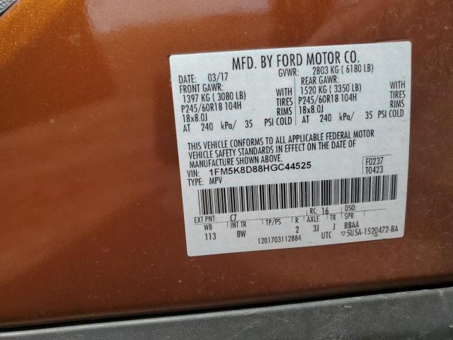 Photo 14 from auction – 2017 FORD EXPLORER X with VIN 1FM5K8D88HGC44525