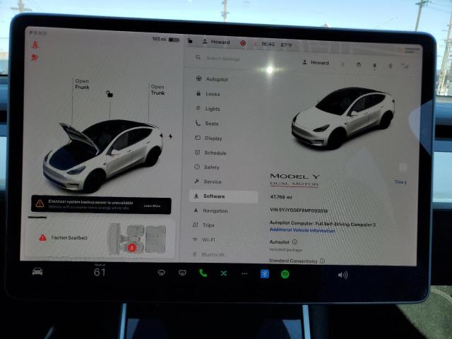 Photo 9 from auction – 2021 TESLA MODEL Y with VIN 5YJYGDEF8MF093019