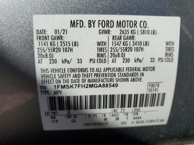 Photo 14 from auction – 2021 FORD EXPLORER L with VIN 1FMSK7FH2MGA88549