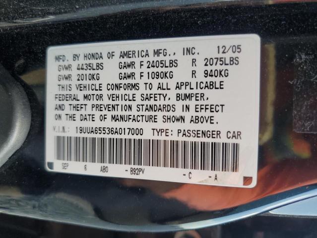 Photo 14 from auction – 2006 ACURA 3.2TL with VIN 19UUA65536A017000