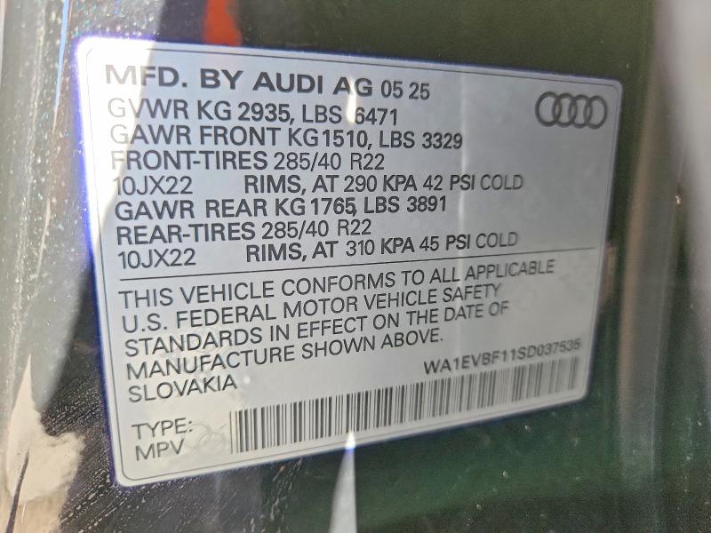 Photo 14 from auction – 2025 AUDI Q8 with VIN WA1EVBF11SD037535