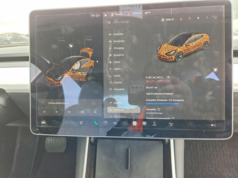 Photo 9 from auction – 2018 TESLA MODEL 3 with VIN 5YJ3E1EBXJF085527