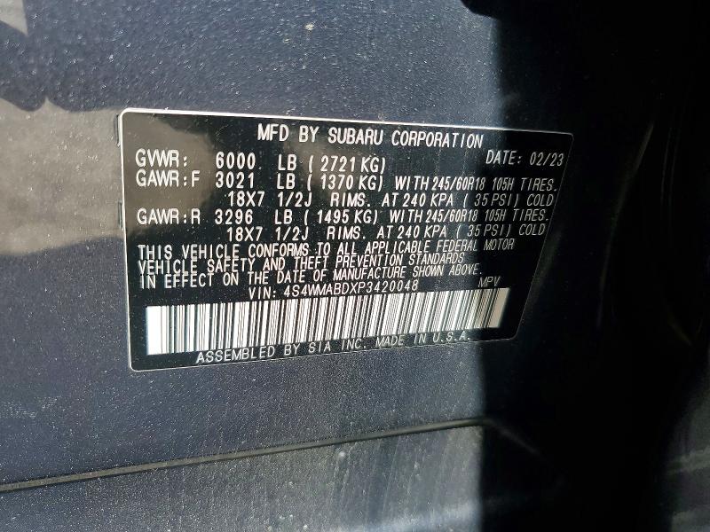 Снимка 14 от търг – 2023 SUBARU ASCENT с VIN 4S4WMABDXP3420048