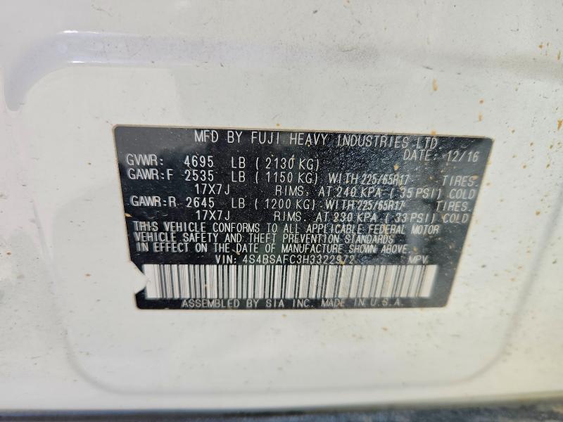 Photo 14 from auction – 2017 SUBARU OUTBACK with VIN 4S4BSAFC3H3322972
